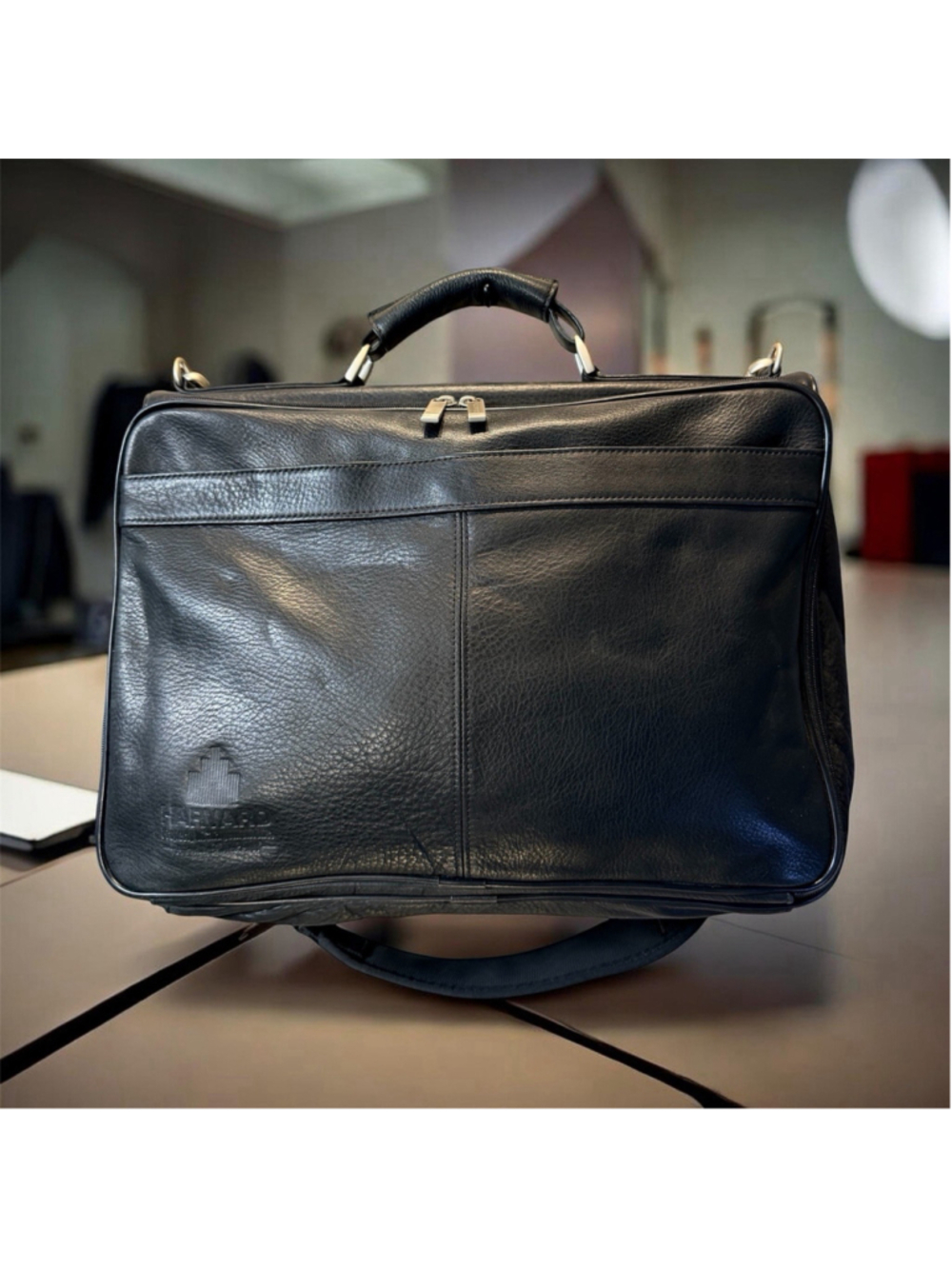 Vintage PEDANO Genuine Leather Computer Bag Briefcase w/ Strap 17”x13”x 5”
